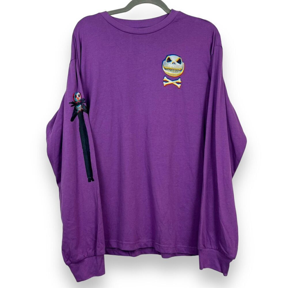 Disney Shirt Mens Medium Purple Long Sleeve Nightmere Before Christmas Jack - Picture 1 of 7